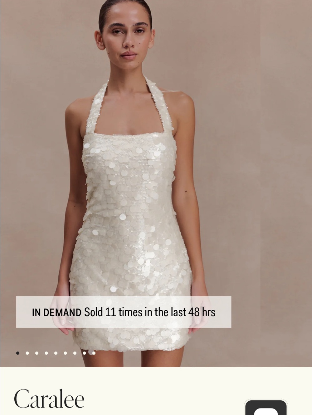 Meshki Caralee Ivory Sequin Halter Mini Dress